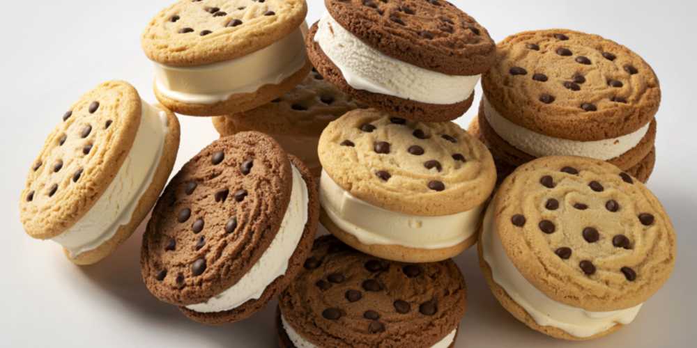 ice-cream sandwiched stacked on a plate